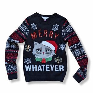 UGLY‎ CHRISTMAS SWEATER | UGLY Grumpy Cat Junior sz M crewneck